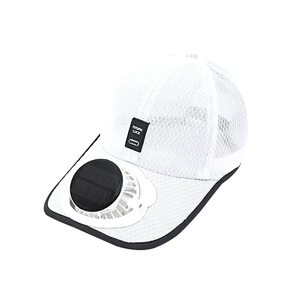 Solar Powered Cooling Cap with Fan Summer Breathable Mesh Sun Visor Hat Sun Protection Outdoor Hat USB Rechargeable Cooling Cap
