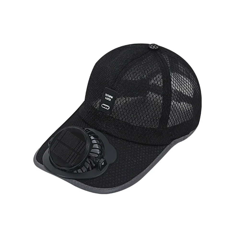 Solar Powered Cooling Cap with Fan Summer Breathable Mesh Sun Visor Hat Sun Protection Outdoor Hat USB Rechargeable Cooling Cap