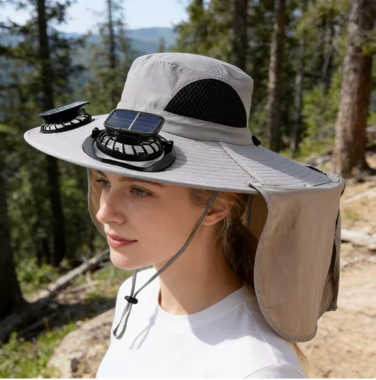 Nuvo Adventure Hat — Dual Solar Fan -- UPF50+ Protection