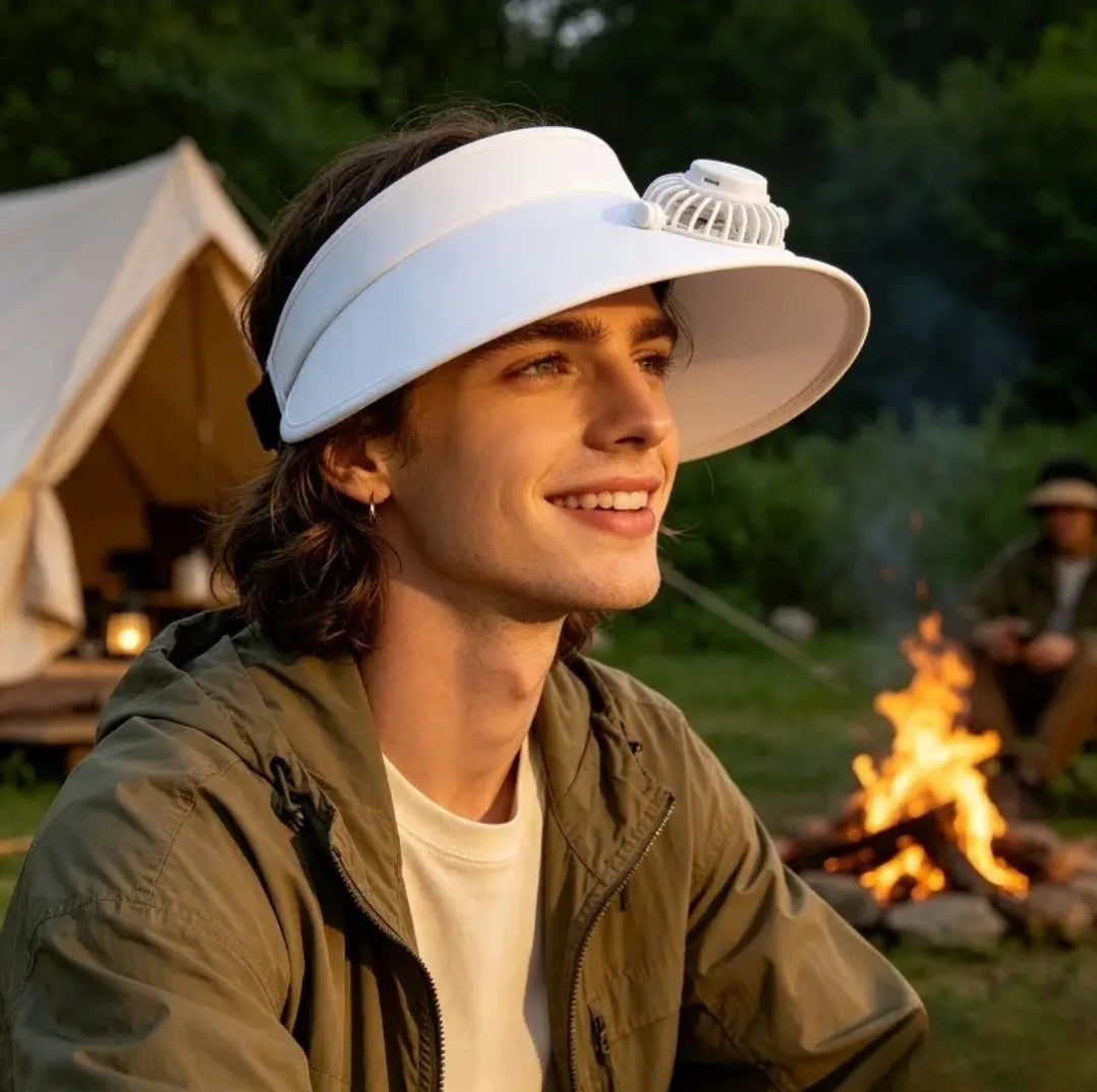 Nuvo Sun Visor Fan Hat — Open Top Cooling