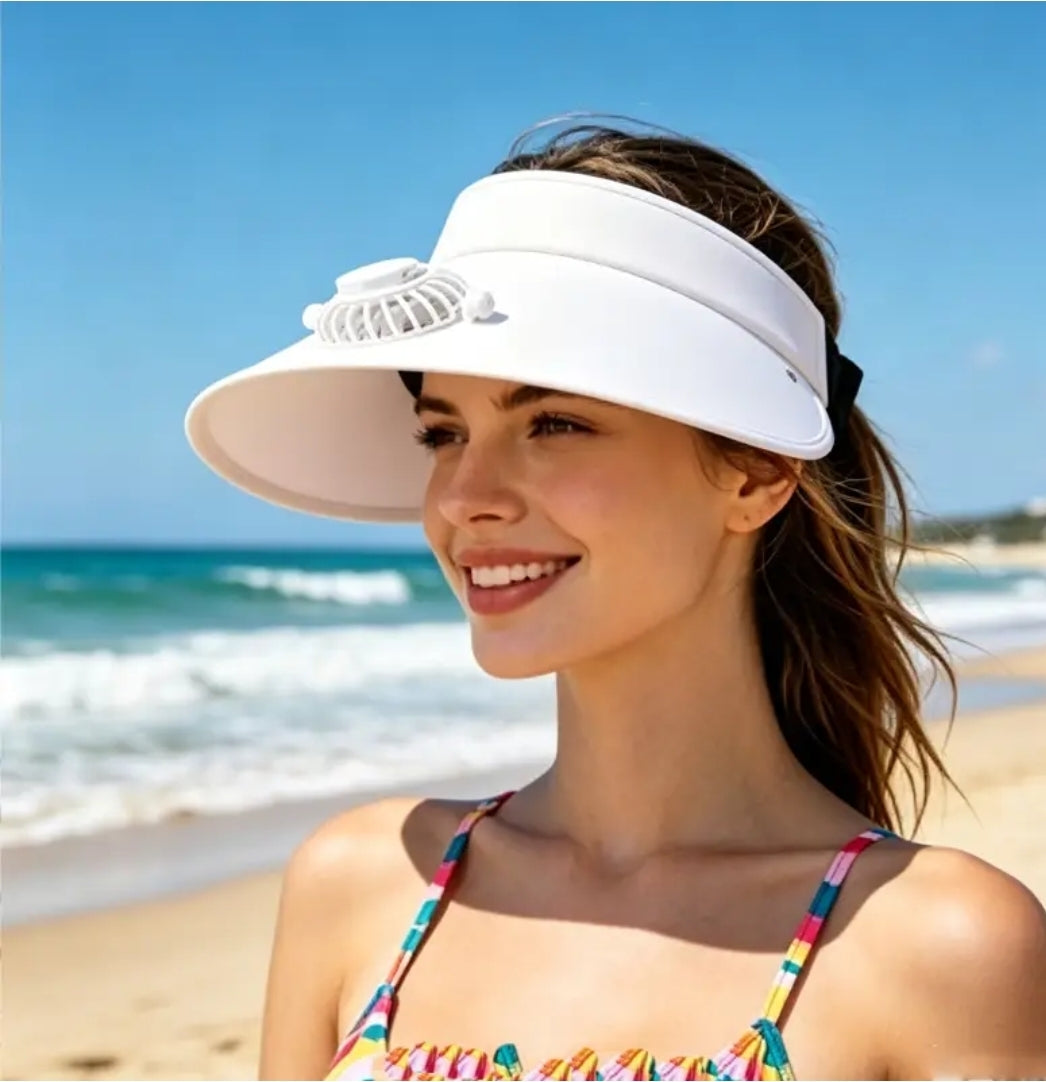 Nuvo Sun Visor Fan Hat — Open Top Cooling