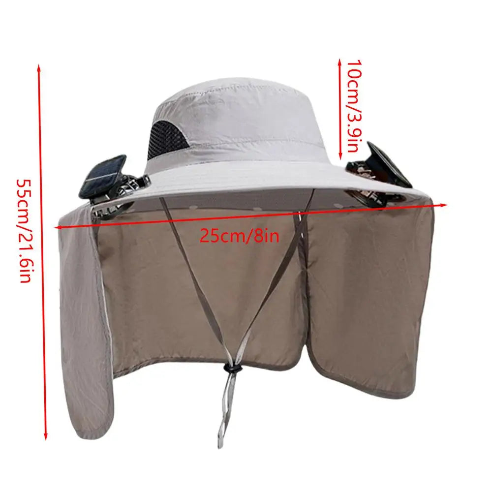 Hat with Fans Solar Power UV Protection Breathable Headgear Foldable Fishing Hat with 2 Solar Fans for Women Men Gardening