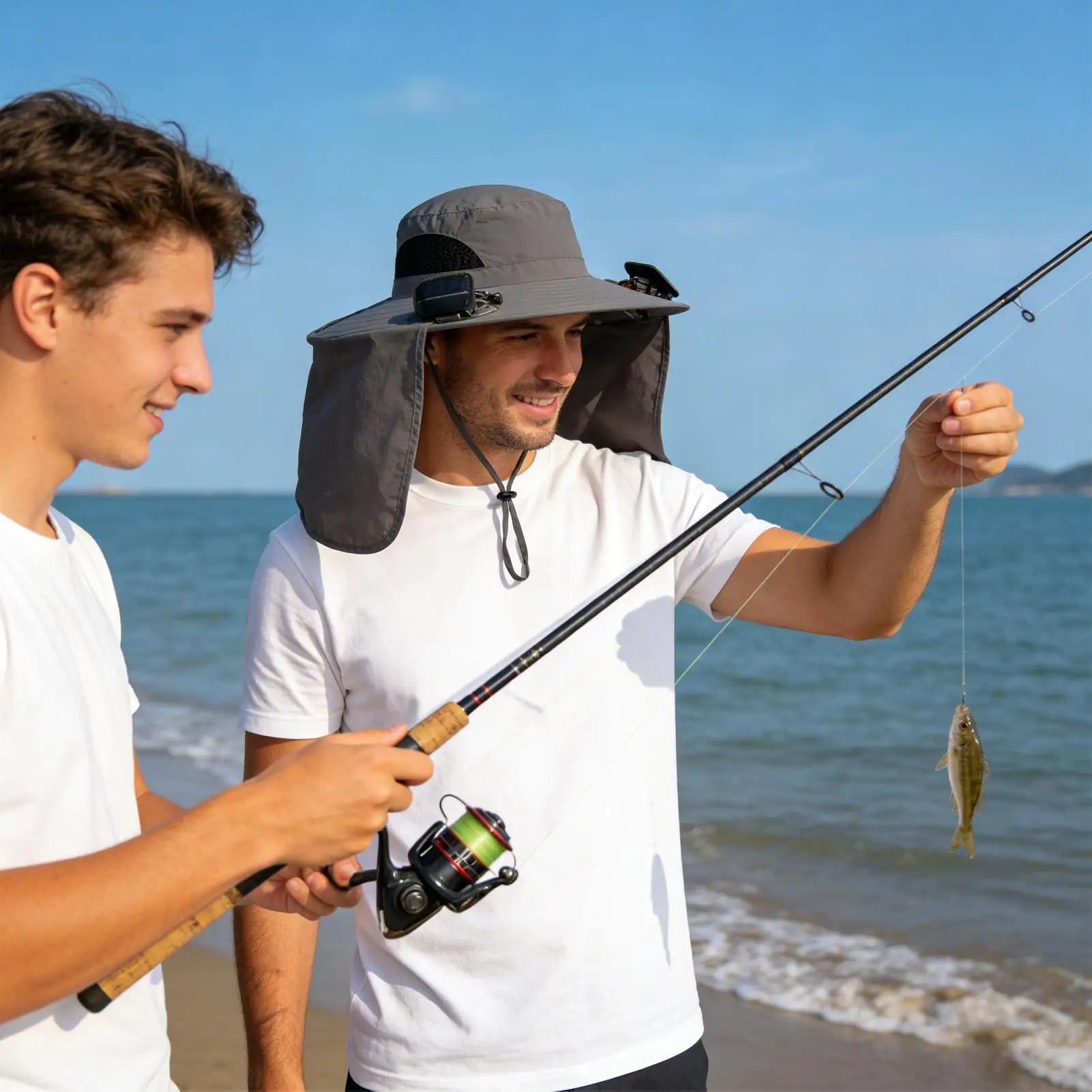 Hat with Fans Solar Power UV Protection Breathable Headgear Foldable Fishing Hat with 2 Solar Fans for Women Men Gardening