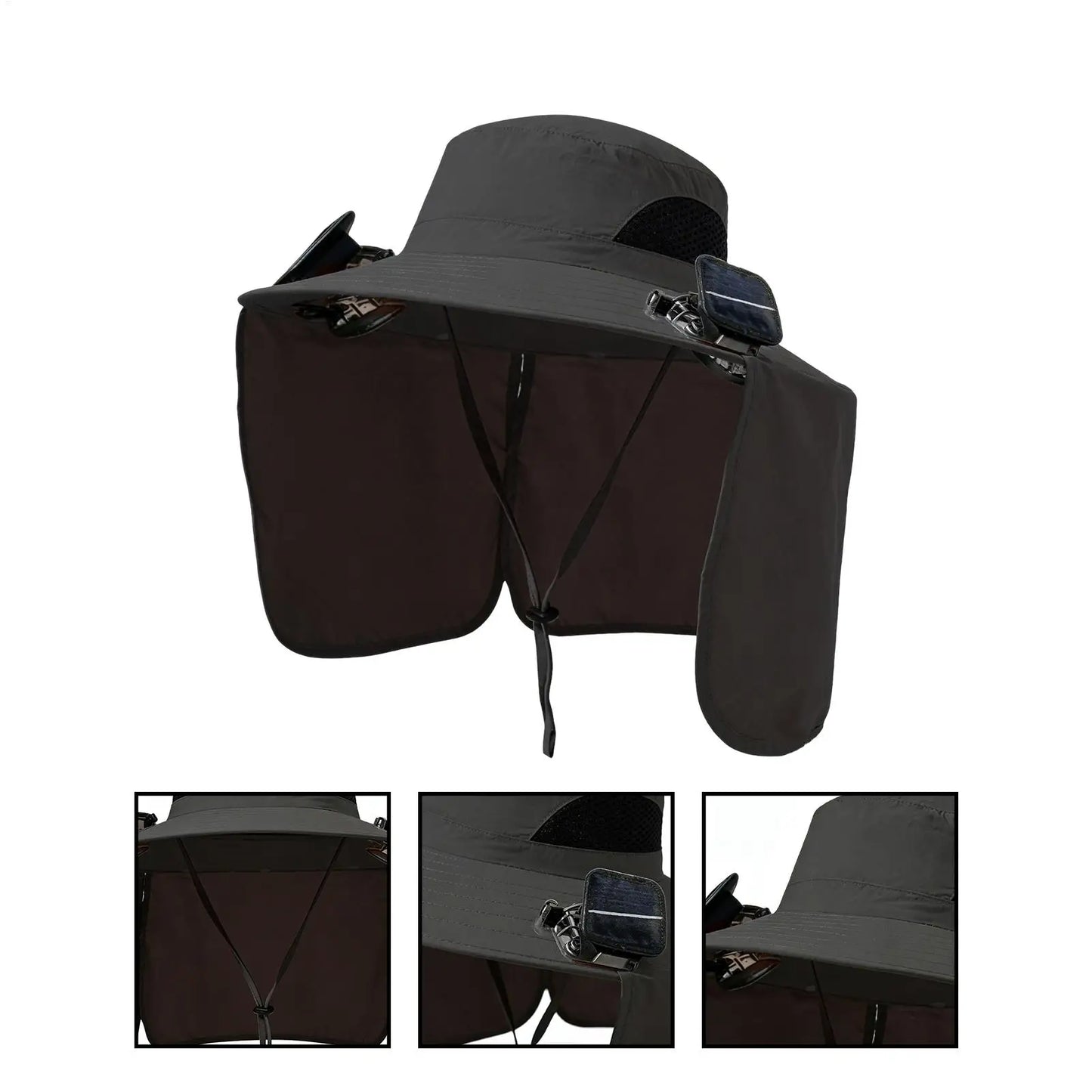 Hat with Fans Solar Power UV Protection Breathable Headgear Foldable Fishing Hat with 2 Solar Fans for Women Men Gardening