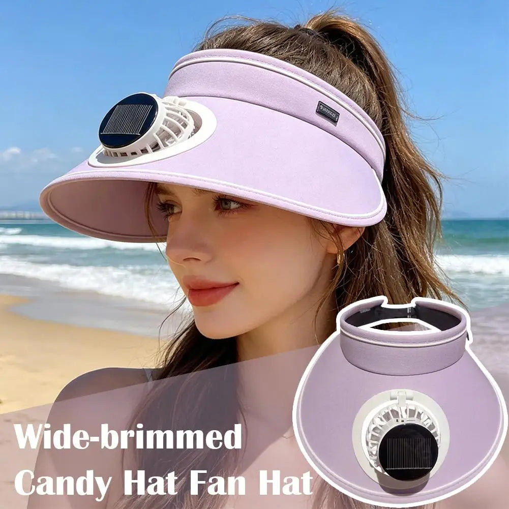 Oversized Big Brimmed Candy Fan Hat Versatile Sunshade Empty Top Hat Cool Travel Dual-Use for Men and Women