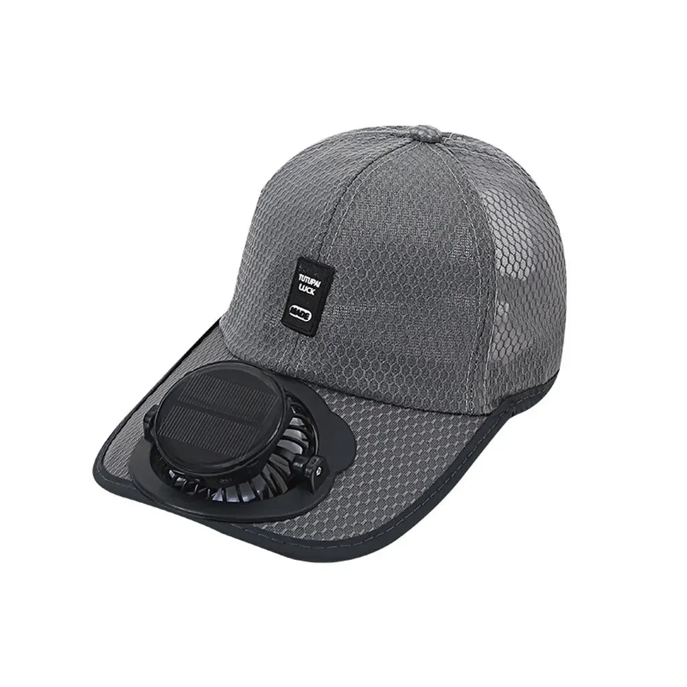 Solar Powered Cooling Cap with Fan Summer Breathable Mesh Sun Visor Hat Sun Protection Outdoor Hat USB Rechargeable Cooling Cap